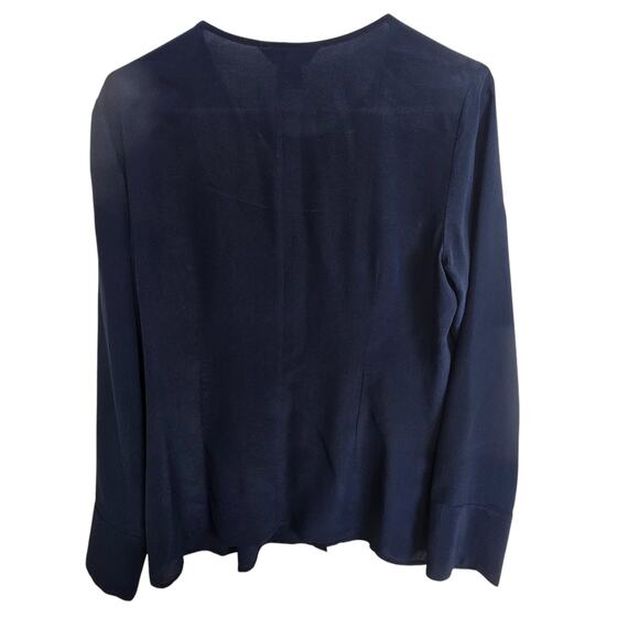 Club Monaco Blouse Silk Blouse Women M Blue Long Sleeve Blouse Women Silk Top - Picture 8 of 8